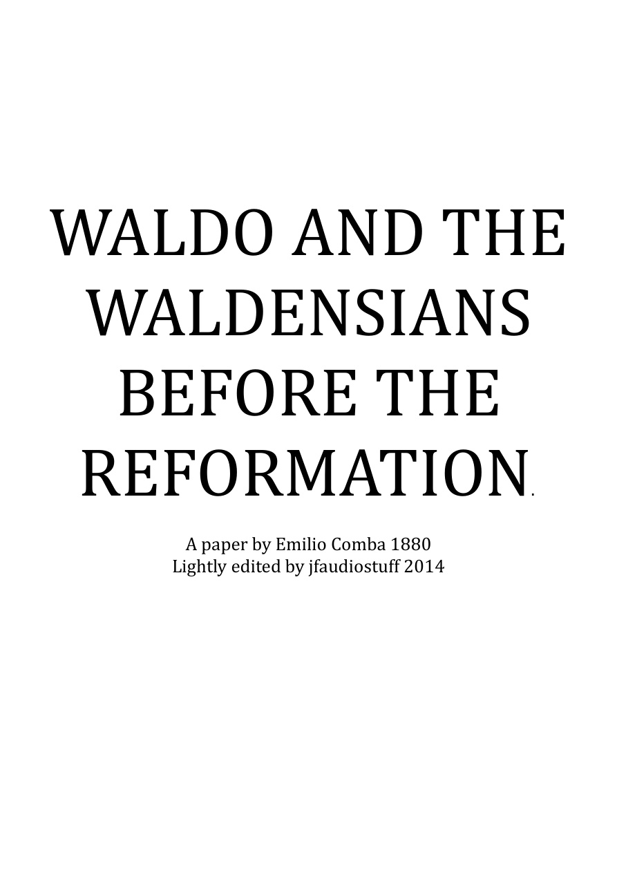 Cover of Waldensians-before-the-reformation