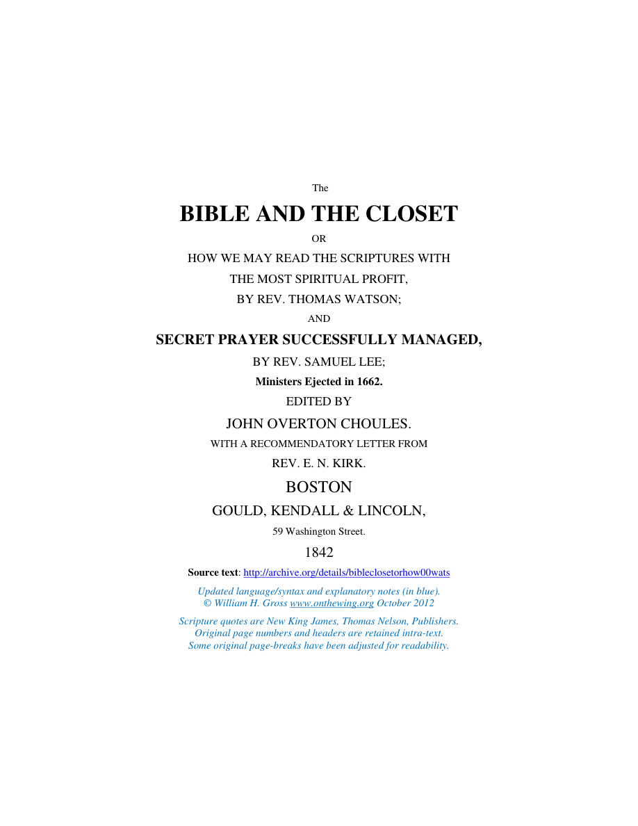 Cover of Watson - The Bible and the Closet