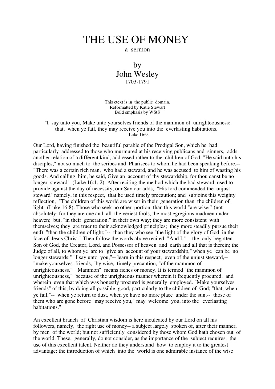 Cover of Wesley use of money