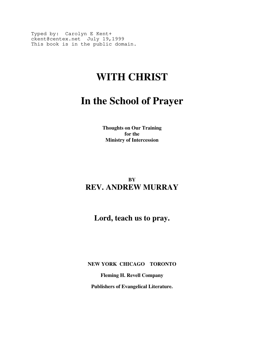 Cover of With christ in the school of prayer