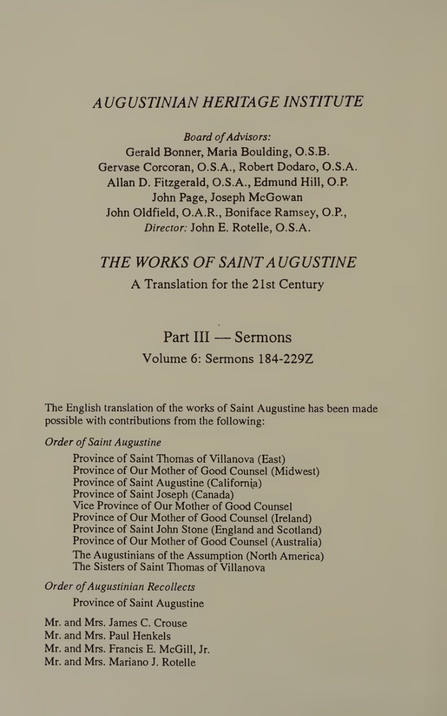 Cover of The Works of Saint Augustine: A Translation for the 21st Century