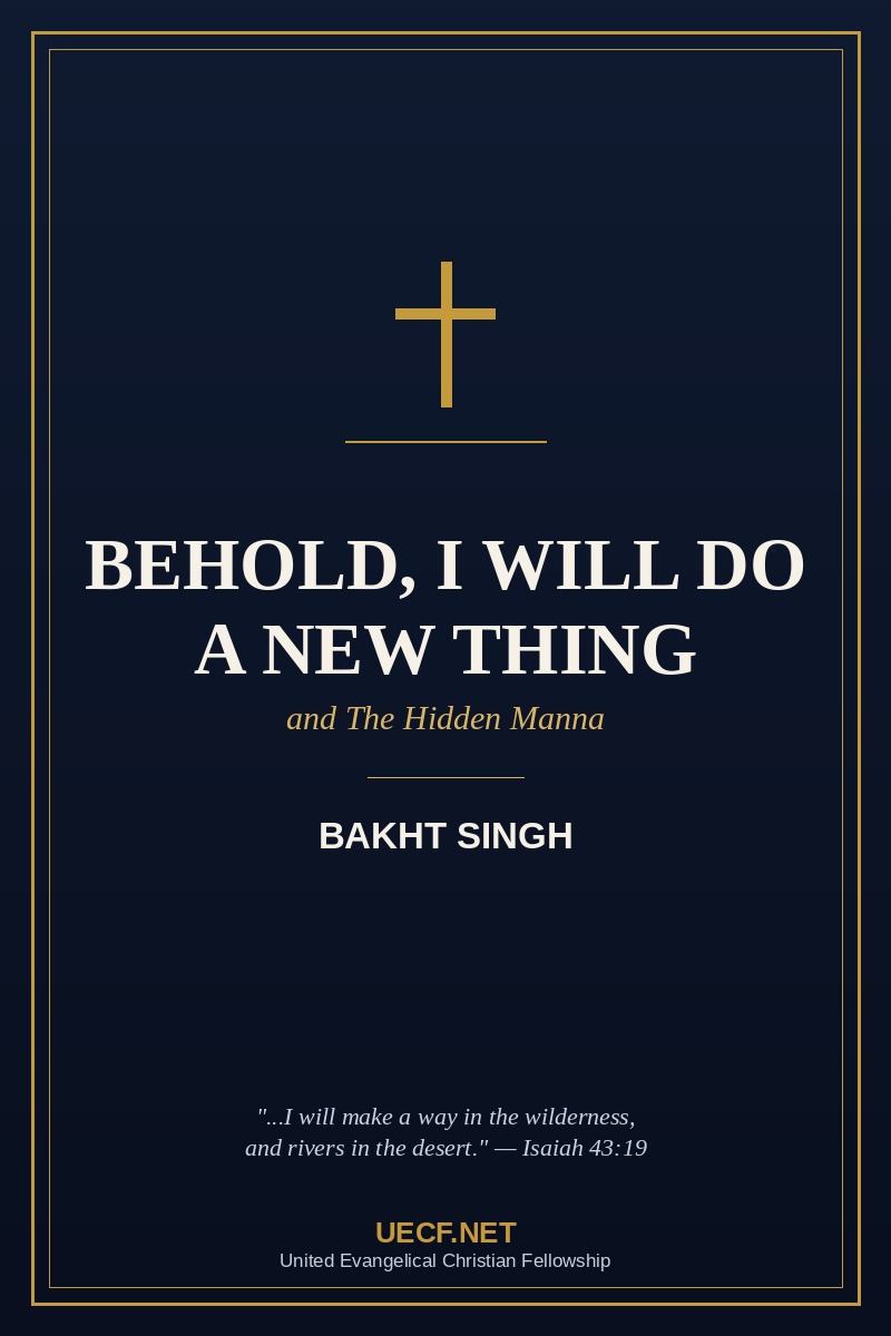 Cover of Behold, I Will Do a New Thing by Bakht Singh