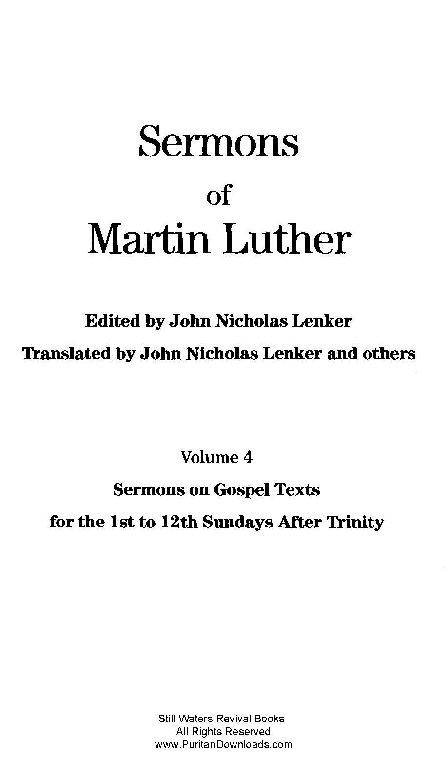 Sermons of Martin Luther — Vol. 4 (Lenker)