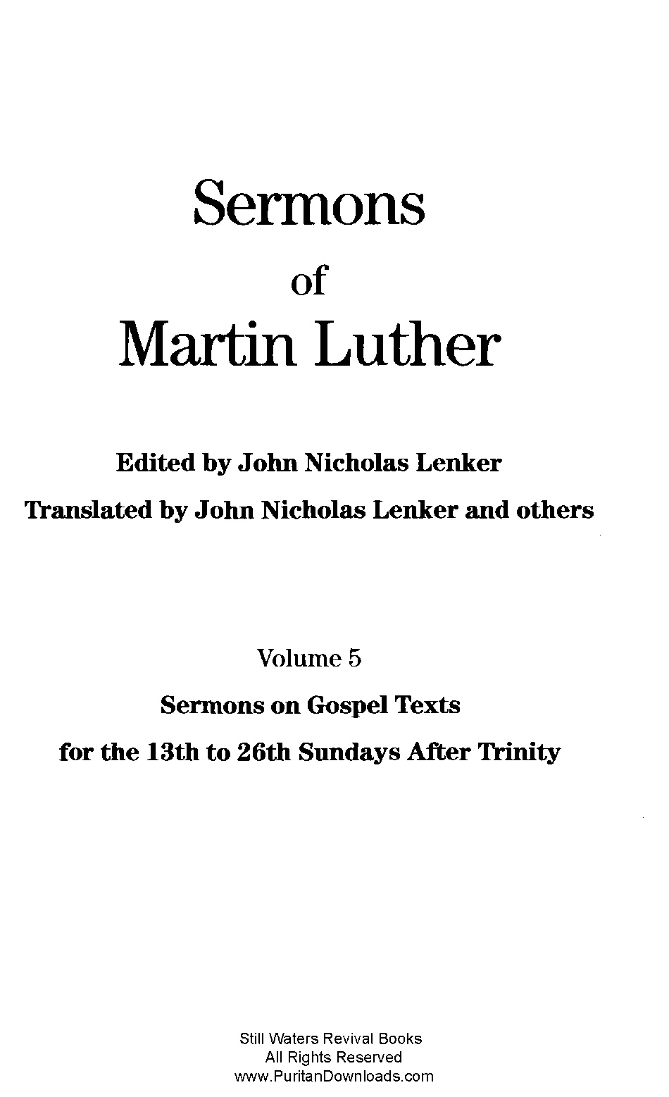 Sermons of Martin Luther — Vol. 5 (Lenker)