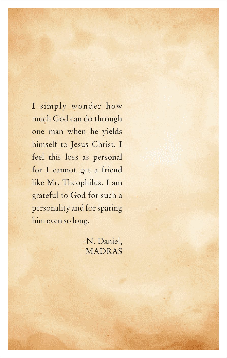Tribute by N. Daniel, Madras