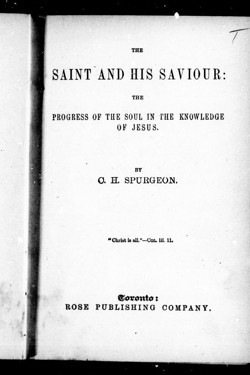 Book cover: The Saint and His Saviour / పరిశుద్ధుడును అతని రక్షకుడును — C. H. Spurgeon