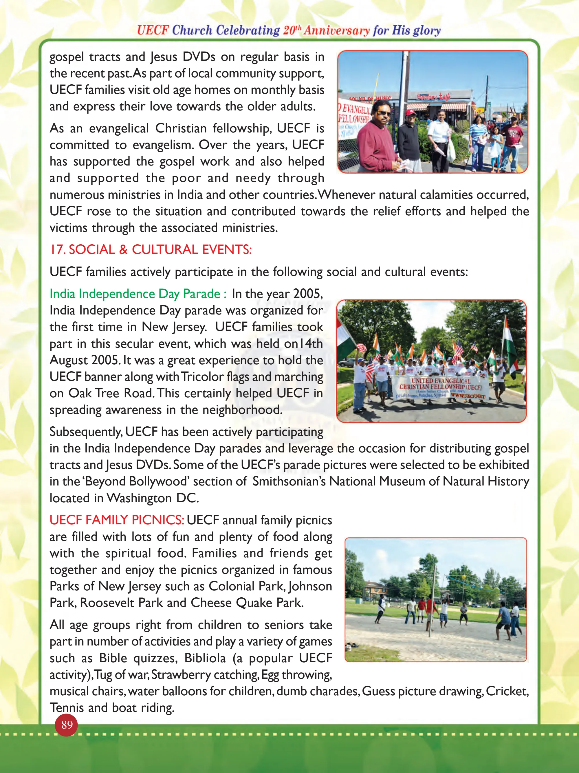 History of United Evangelical Christian Fellowship (UECF) — original souvenir page 89