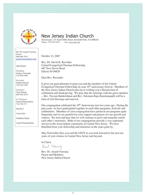 Greetings from Ministries and Friends — Souvenir page 16